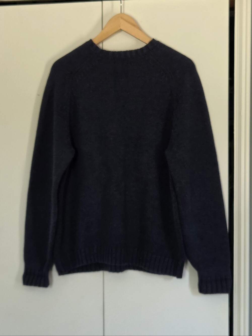 Lands End Navy Crewneck Sweater with American Flag - Picture 2 of 4